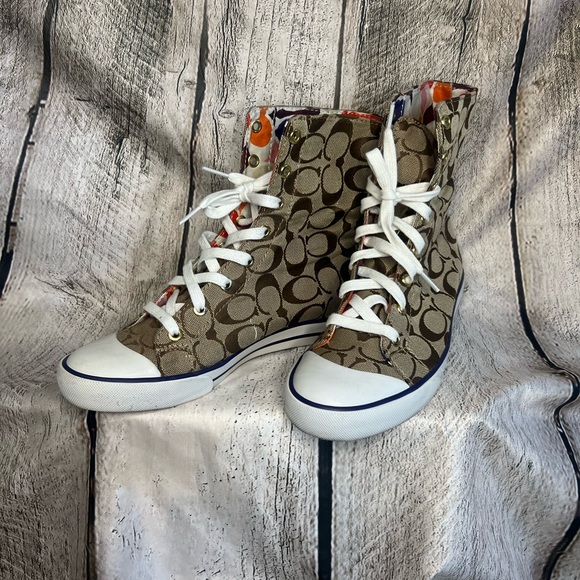 Coach Bonny High top Sneaker vintage NWT in org box 7.5 - Picture 1 of 3